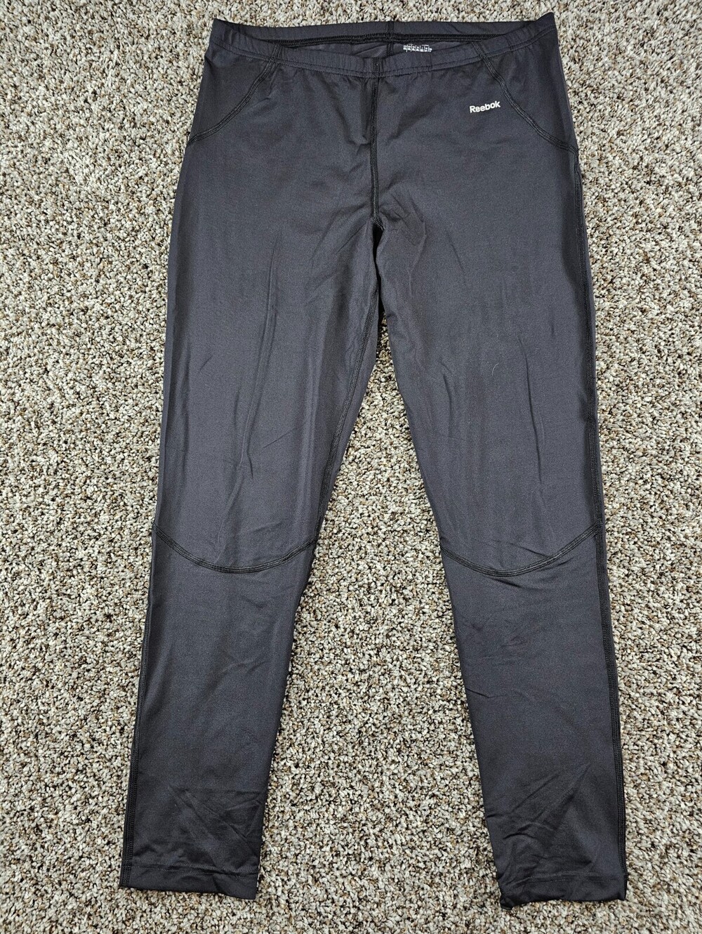 Reebok Womens Sz XL Full Length Compression Athletic Leggings Black Performance